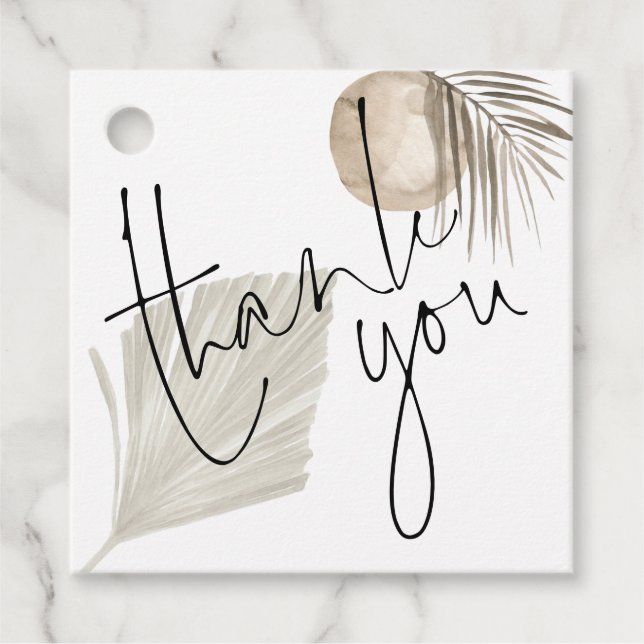 Boho Pampas Skriptnamen Datum Hochzeit Danke Geschenkanhänger (Vorderseite)