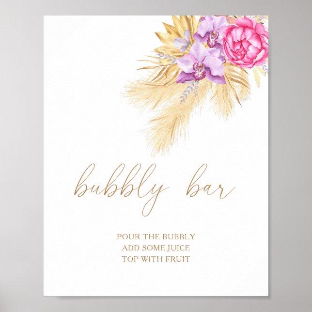 Boho Pampas - sprudelnde Bar Poster (Vorne)
