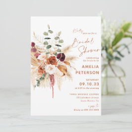 Boho Pampas Terracotta Bridal Shower Invitation Einladung
