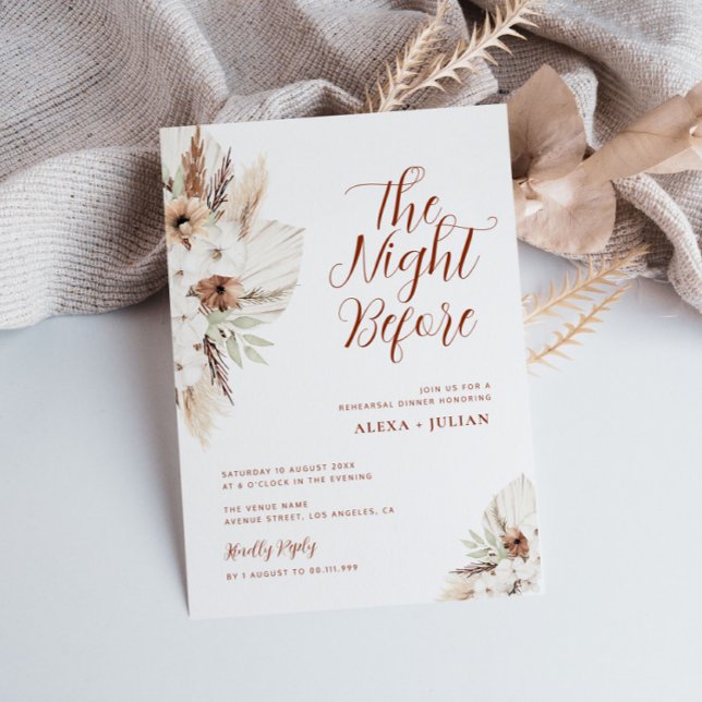 Boho Pampas Terracotta Probe Dinner Einladung (Von Creator hochgeladen)