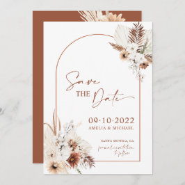 Boho Pampas Terracotta Rust Save the Date