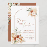 Boho Pampas Terracotta Rust Save the Date LEYLA Einladung<br><div class="desc">Boho Save the Date mit modernem Bogen-Design mit Pampasgras,  Terrakotta-Blume,  Palmen-Blätter und Grünpflanzen. LEYLA-Sammlung</div>