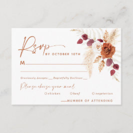 Boho Pampas Terracotta Wedding RSVP Card Begleitkarte