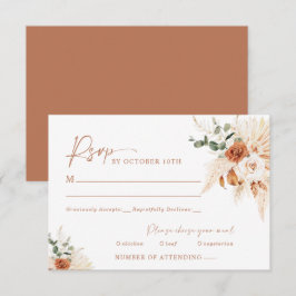 Boho Pampas Terracotta Wedding RSVP Card LEYLA Karte