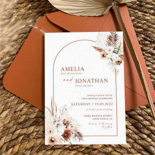 Boho Pampas Terrakotta Rost Hochzeitseinladung  Einladung