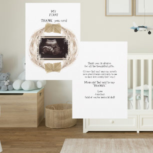 Boho Pampas Ultrasound Vielen Dank Baby ViewPoint Dankeskarte