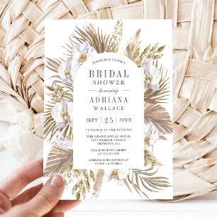 Boho Pampas Weiße Orchidee Getrocknete Palme Braut Einladung