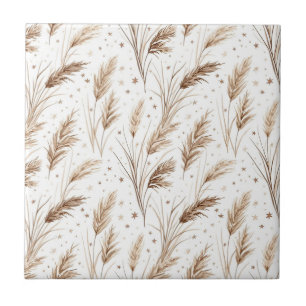 Boho-Pampasgras-Beige-Braun-Sternmuster (1) Fliese