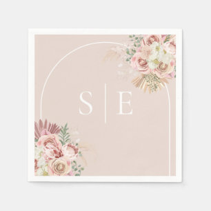Boho-Pampasgras-Bogen-Monogramm-Servietten Serviette