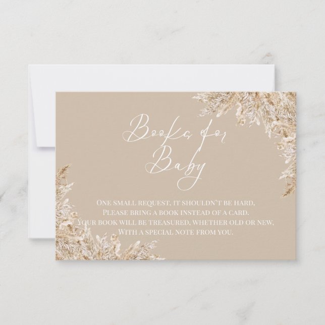 Boho-Pampasgras-Bücher für Baby-Einlage | Neutral Dankeskarte (Vorderseite)