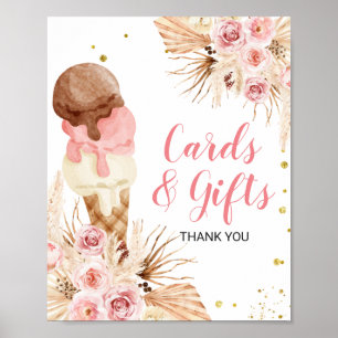 Boho-Pampasgras-Eiscreme-Blumenkarten & Geschenke Poster