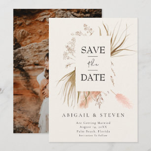 Boho-Pampasgras-Foto Moderne tropische Hochzeit Save The Date