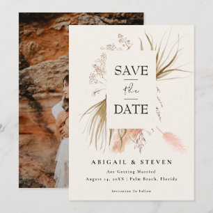 Boho-Pampasgras-Foto Moderne tropische Hochzeit Save The Date