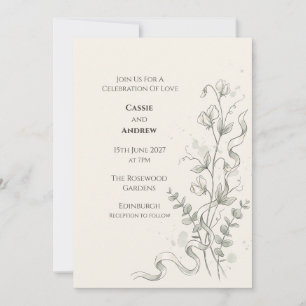 Boho-Pampasgras getrocknete Blumen-Hochzeitseinlad Einladung