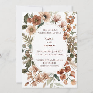 Boho-Pampasgras getrocknete Blumen-Hochzeitseinlad Einladung