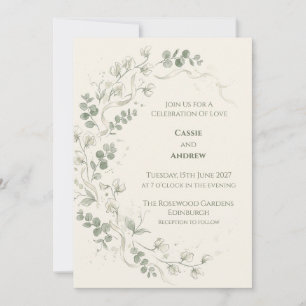 Boho-Pampasgras getrocknete Blumen-Hochzeitseinlad Einladung