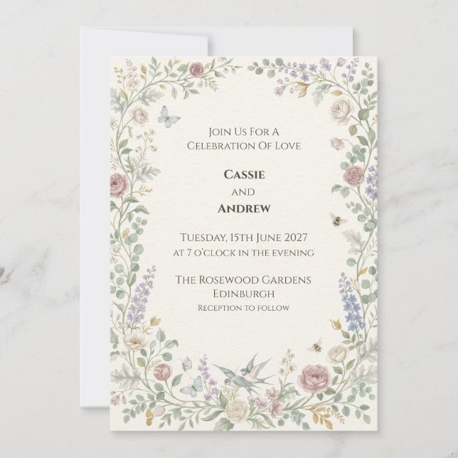 Boho-Pampasgras getrocknete Blumen-Hochzeitseinlad Einladung (Vorderseite)