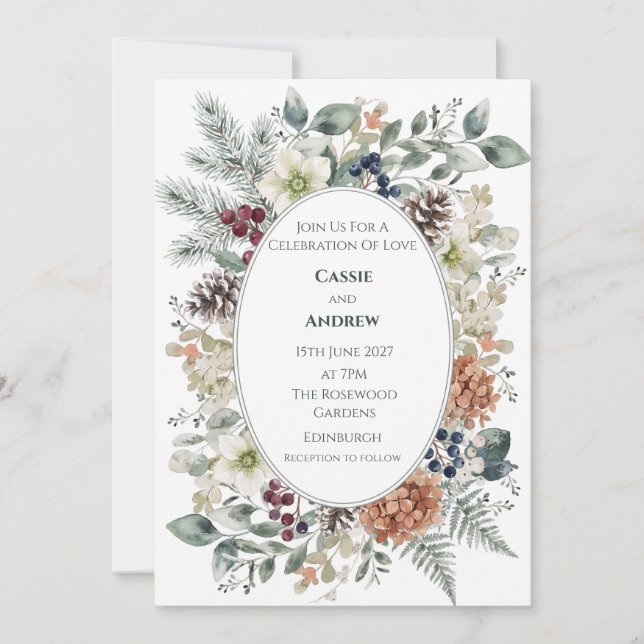 Boho-Pampasgras getrocknete Blumen-Hochzeitseinlad Einladung (Vorderseite)
