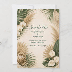 Boho-Pampasgras Hawaii Florale Tropische Hochzeit Einladung