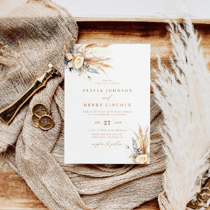 Boho-Pampasgras-Hochzeitsfloristik  Einladung