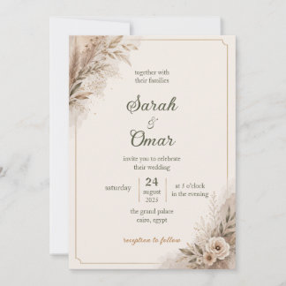Boho-Pampasgras neutrale Hochzeitseinladung Ankündigung