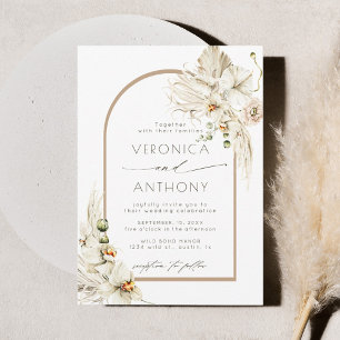 Boho Pampasgras Orchideen Florale Hochzeit Einladung