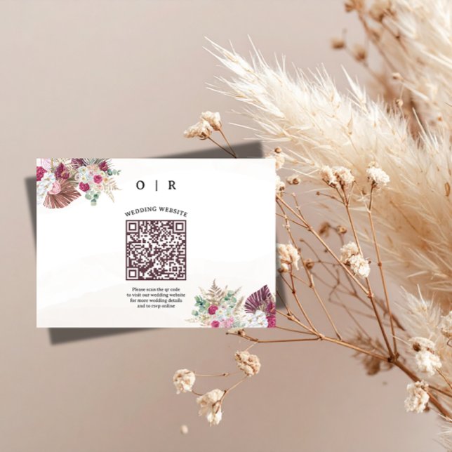 Boho-Pampasgras-QR-Code-Hochzeits-Informationskart Begleitkarte (Von Creator hochgeladen)