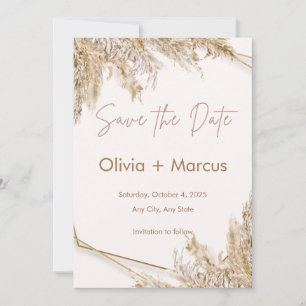 Boho-Pampasgras Save-the-Date-Karte Neutral Beig Einladung