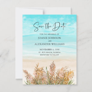 Boho-Pampasgras-Strandszene-Hochzeit Save The Date