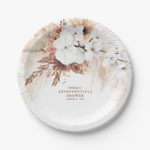 Boho-Pampasgras-Terrakotta-Blumen-Party Pappteller