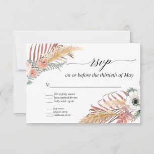 Boho-Pampasgras Weiße Blüten Tropische Palme RSVP Karte