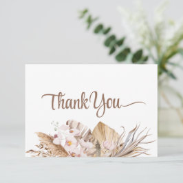 Boho-Pampasgras weiße Orchideen-Hochzeit Dankeskarte