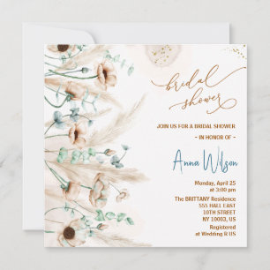 Boho-Pampasgras-Wildblumen-Braut-Tag Einladung