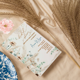 Boho-Pampasgras-Wildblumen-Brautjunggesellinnenabs Einladung