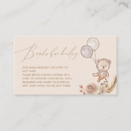 Boho Pampass Book Request Bear Balloon Babydusche Begleitkarte
