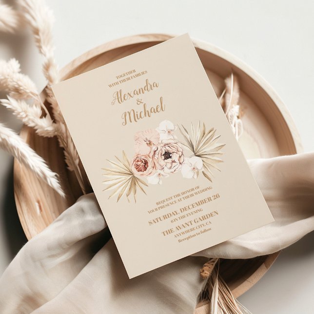 Boho Pampass Grass Floral Wedding Einladung (Von Creator hochgeladen)
