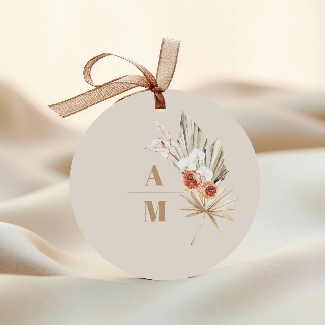 Boho Pampass Grass Floral Wedding Runder Aufkleber (Von Creator hochgeladen)