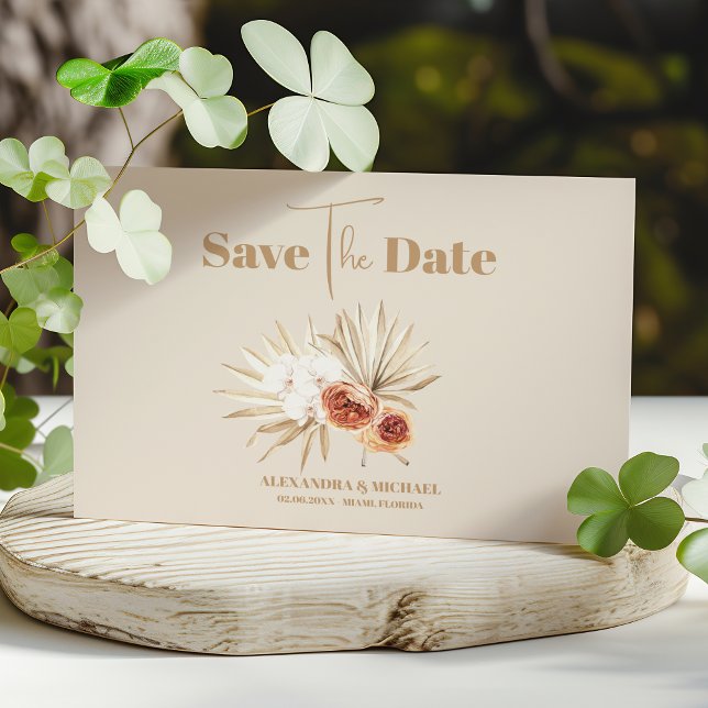 Boho Pampass Grass Floral Wedding Save The Date (Von Creator hochgeladen)