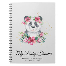 Boho Panda Bear Baby Showplaner Blume Notizblock