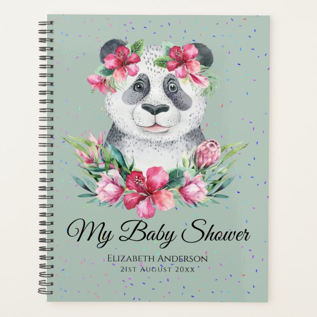 Boho Panda Bear Baby Showplaner Blume Planer (Vorderseite)