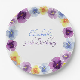 Boho Pansy Garden Party Bunte Blumenbäume Geburtst Pappteller