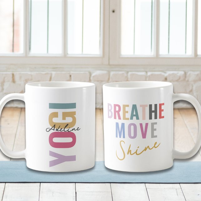 Boho Pastel Color Yogi mit Namen Motivation Zitat Kaffeetasse (Von Creator hochgeladen)