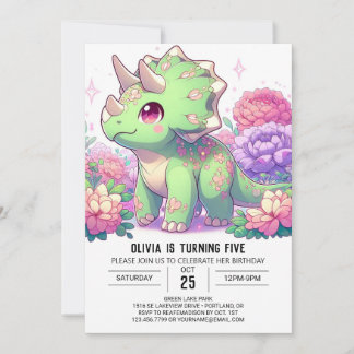 Boho Pastel Dinosaur Digital Geburtstag Einladung