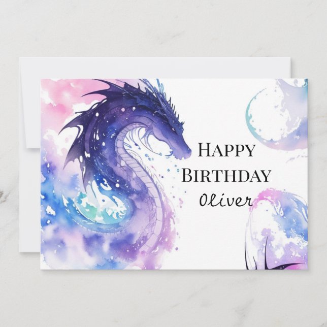 Boho Pastel Dragon Birthday Karte (Vorderseite)