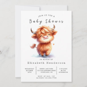 Boho Pastel Farm Cow Babydusche Einladung
