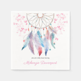 Boho Pastel Feathers Dreamcatcher Girl Babydusche Serviette