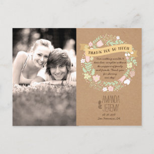 Boho Pastel Floral Wreath Rustikale Hochzeit Postkarte