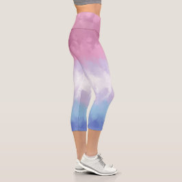 Boho Pastel Fluffy Abstrakt Bigender Pride Flag Capri Leggings