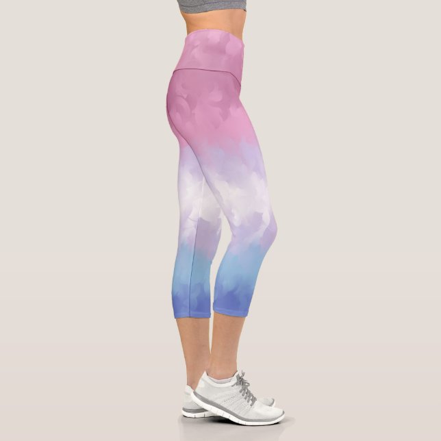 Boho Pastel Fluffy Abstrakt Bigender Pride Flag Capri Leggings (Rechts)