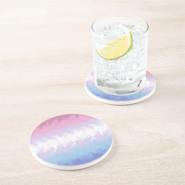 Boho Pastel Fluffy Abstrakt Bigender Pride Flag Getränkeuntersetzer (Seite)